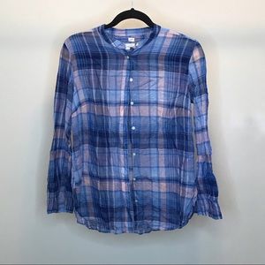 LOFT Softened Pastel Plaid Button Down